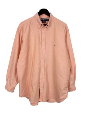 Ralph Lauren Yarmouth Oxford Button Down Size 17 Orange 100% Cotton